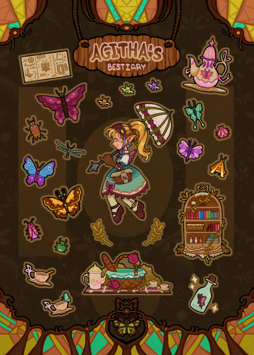 Sticker sheet for the ''Near Dawn'' Zine.